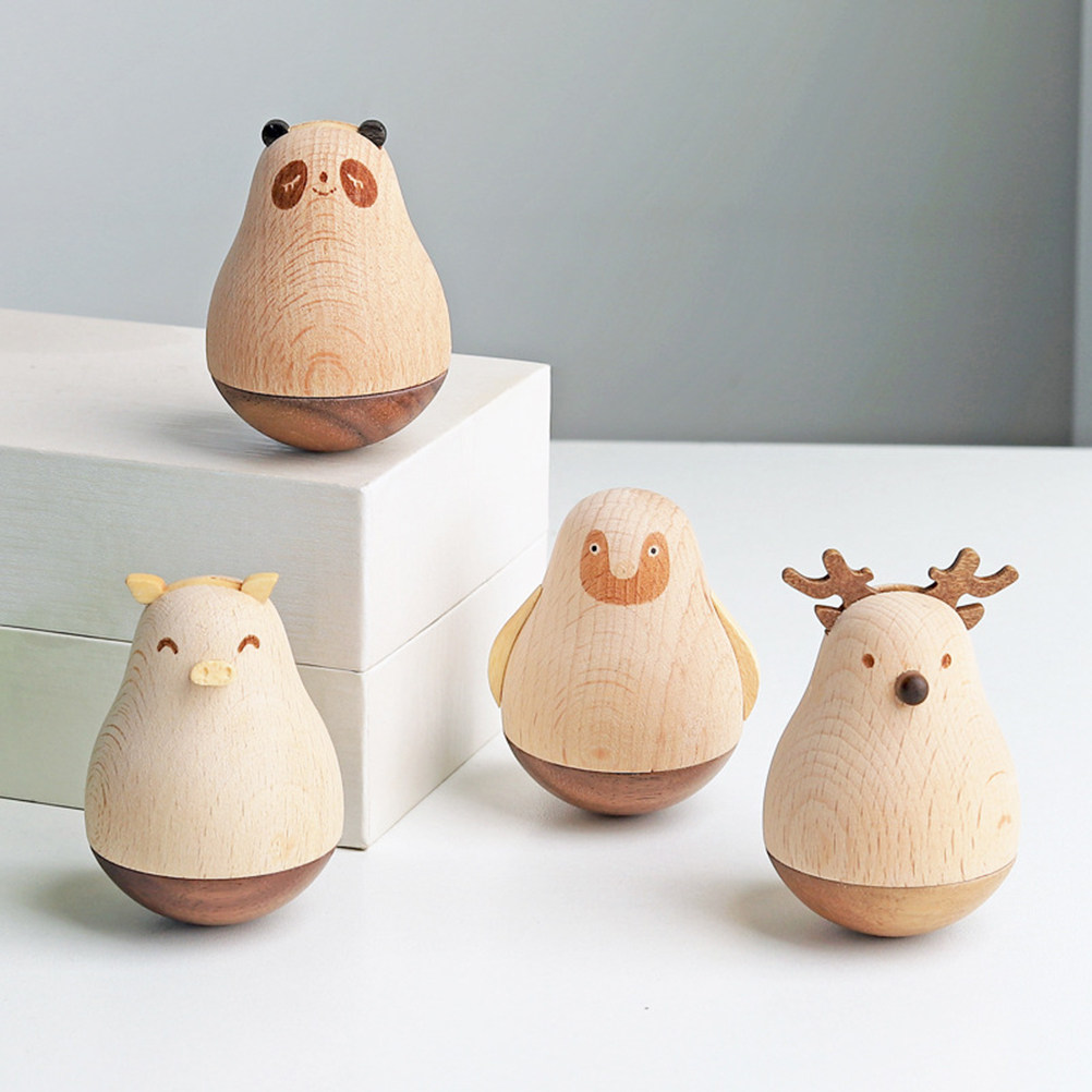 Happy Kids Education - Wooden Animal Tumbler Cartoon Desktop Ornament