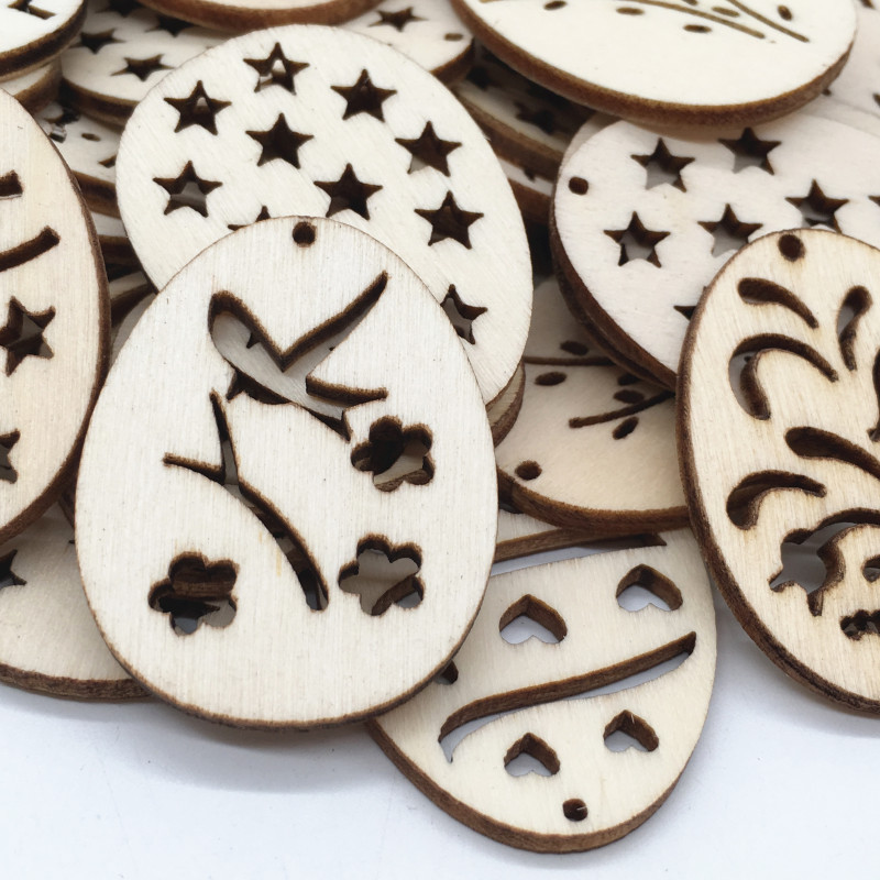 50Pcs Laser Cut Wooden Eggs fo - Happy Kids Education recension och pris