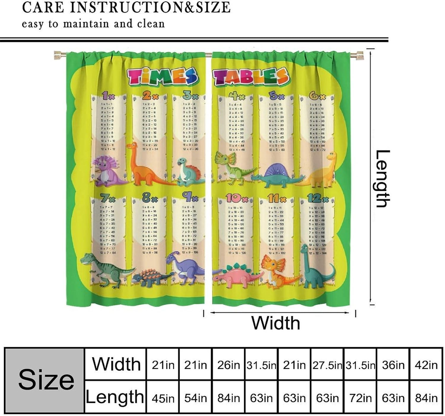 Dinosaur Times Table Curtain M - Kids Education Youtube recension och pris