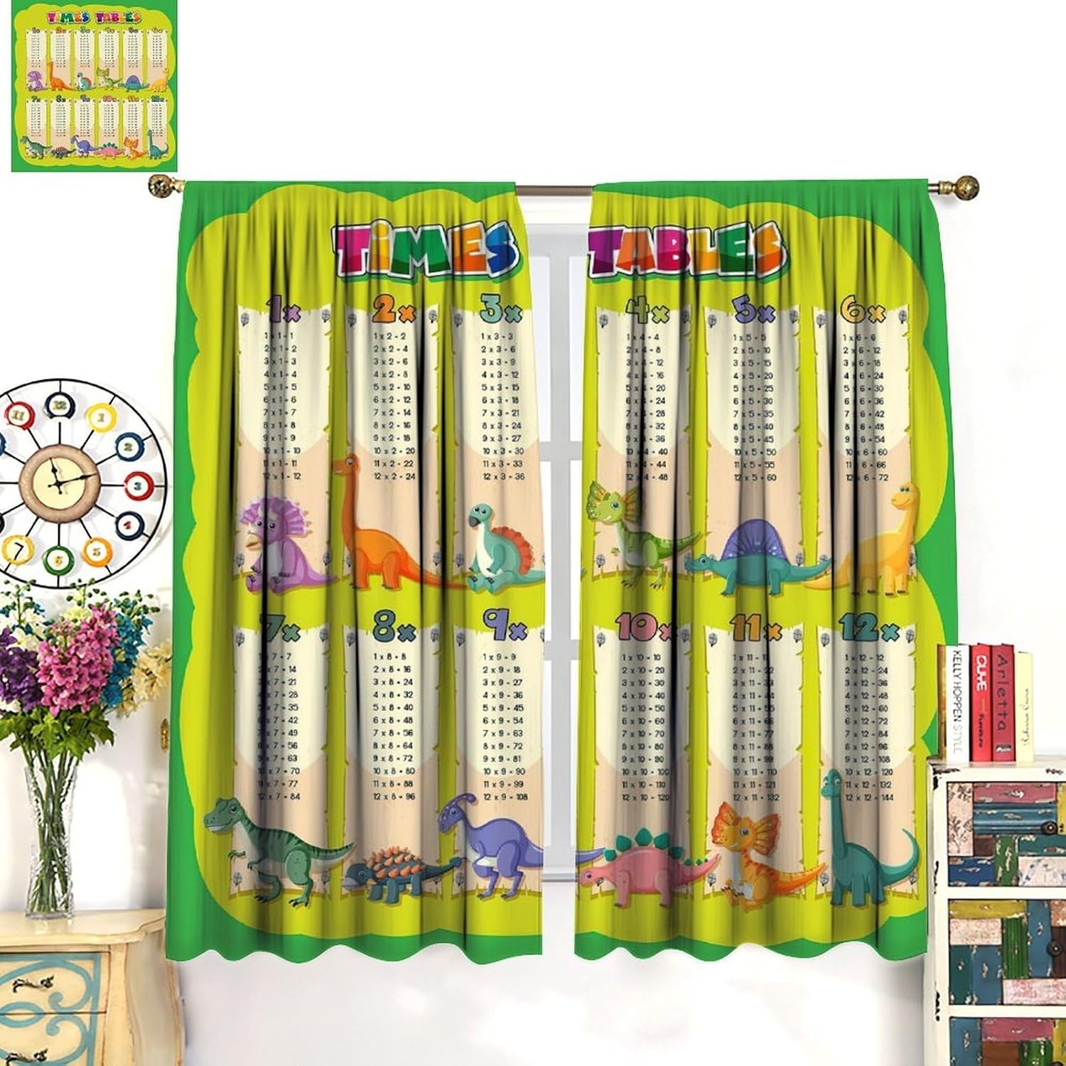 Dinosaur Times Table Curtain M - Kids Education Youtube recension och pris