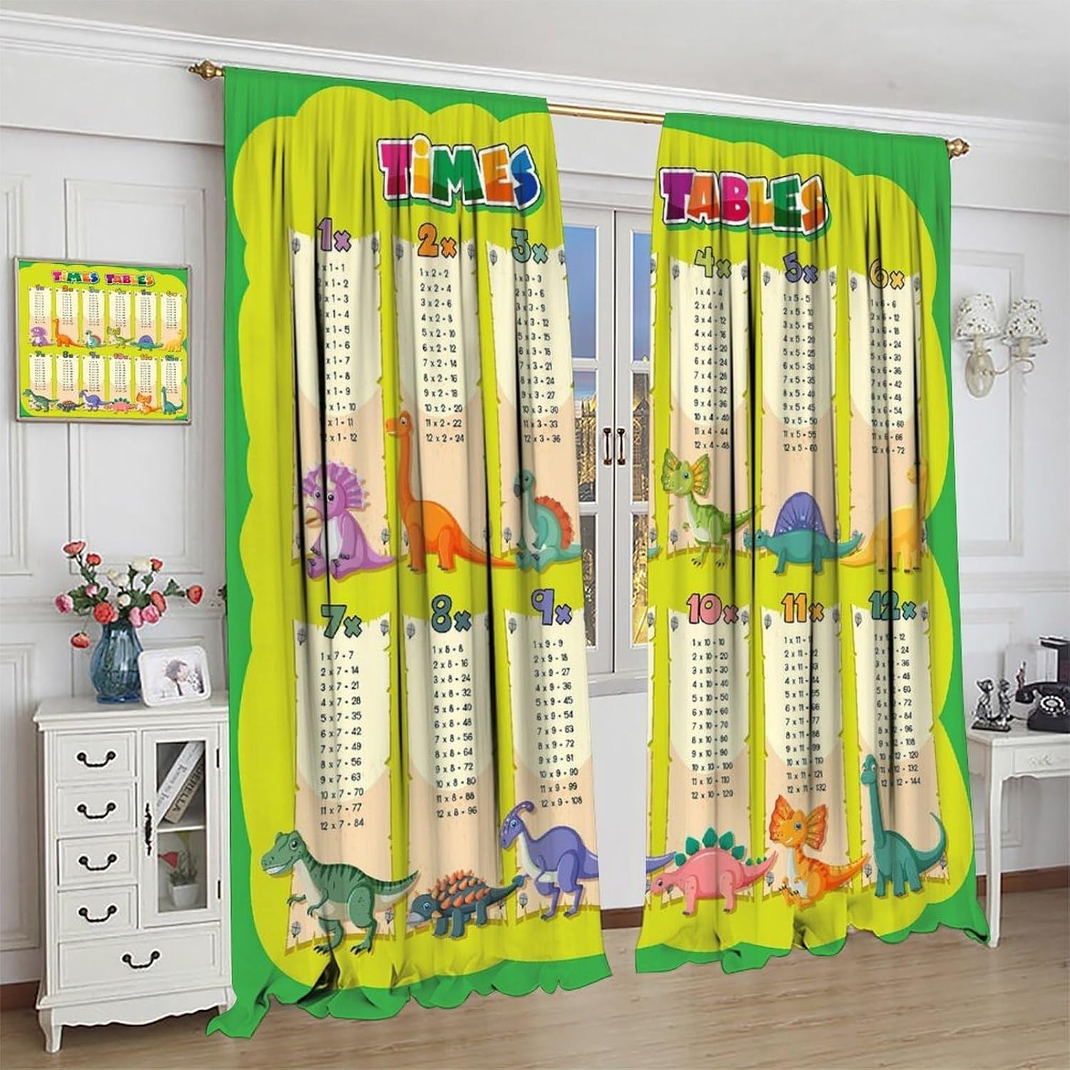 Dinosaur Times Table Curtain M - Kids Education Youtube recension och pris