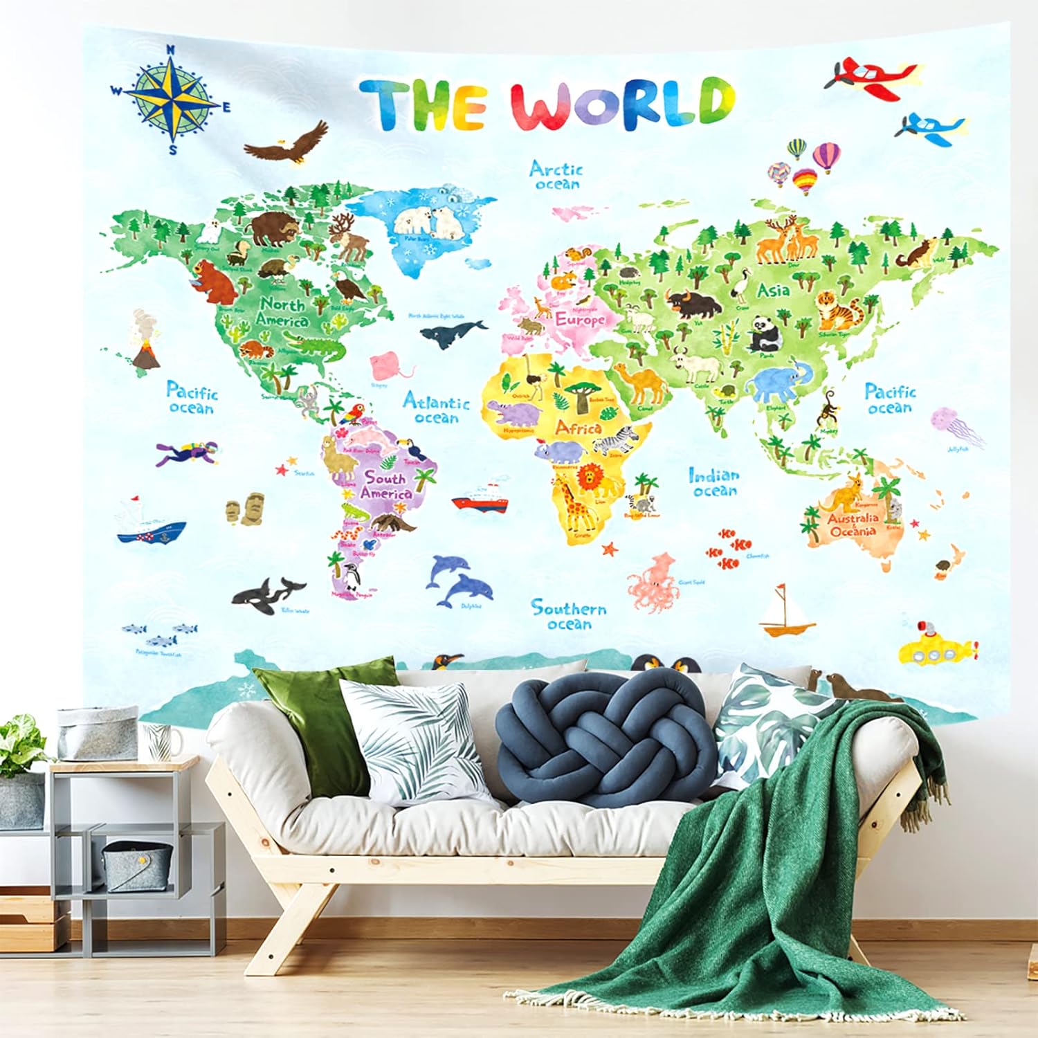 Kids World Map Wall Tapestry E - Kids Education World recension och pris