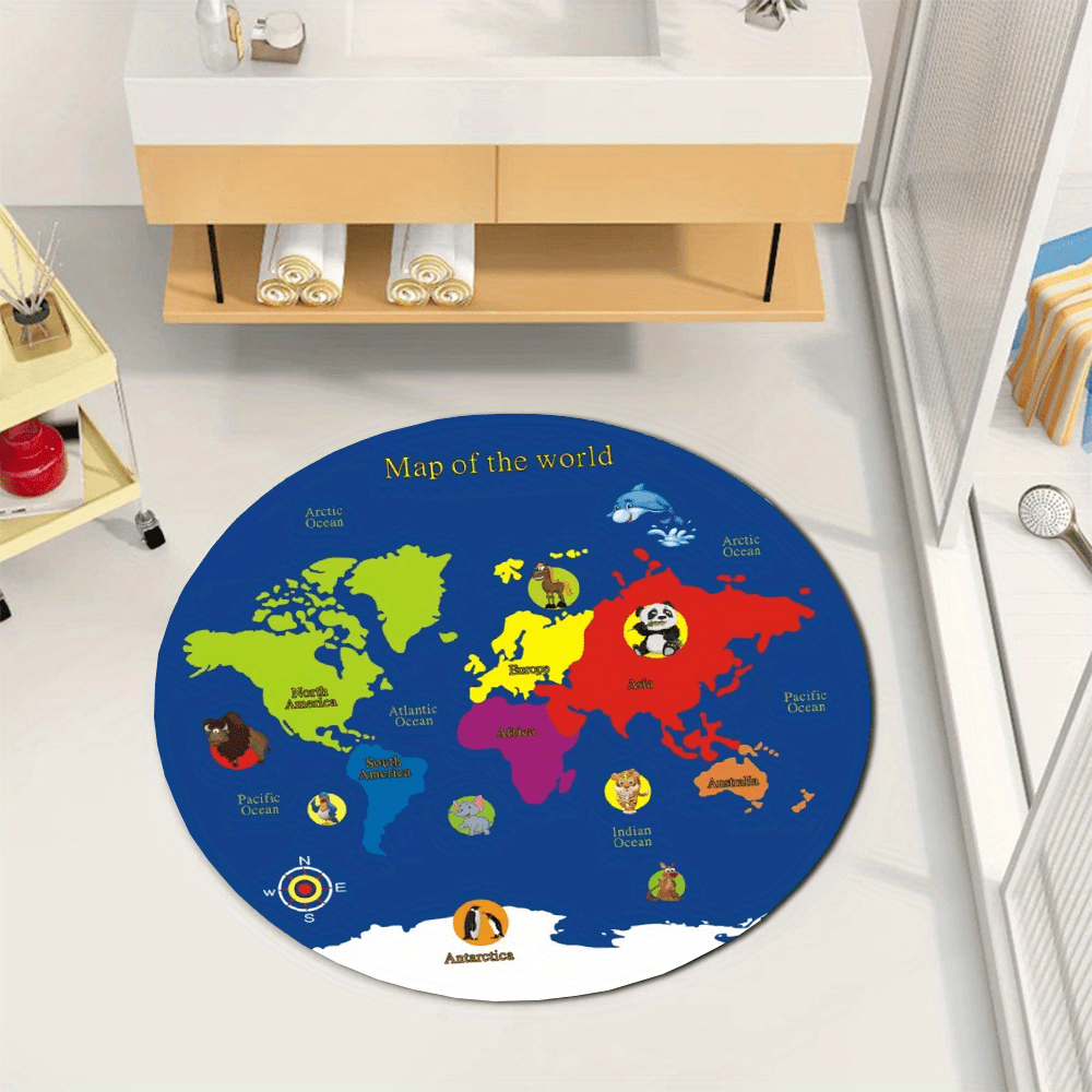 World Map Round Rug Flannel Ed - Kids Education World recension och pris