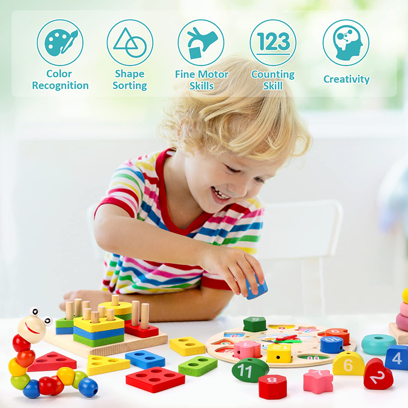 5-6pcs/set Montessori Wooden T - Kids Nature Education recension och pris