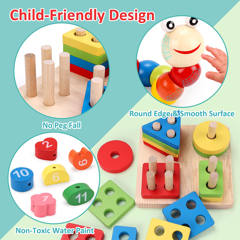 5-6pcs/set Montessori Wooden T - Kids Nature Education recension och pris