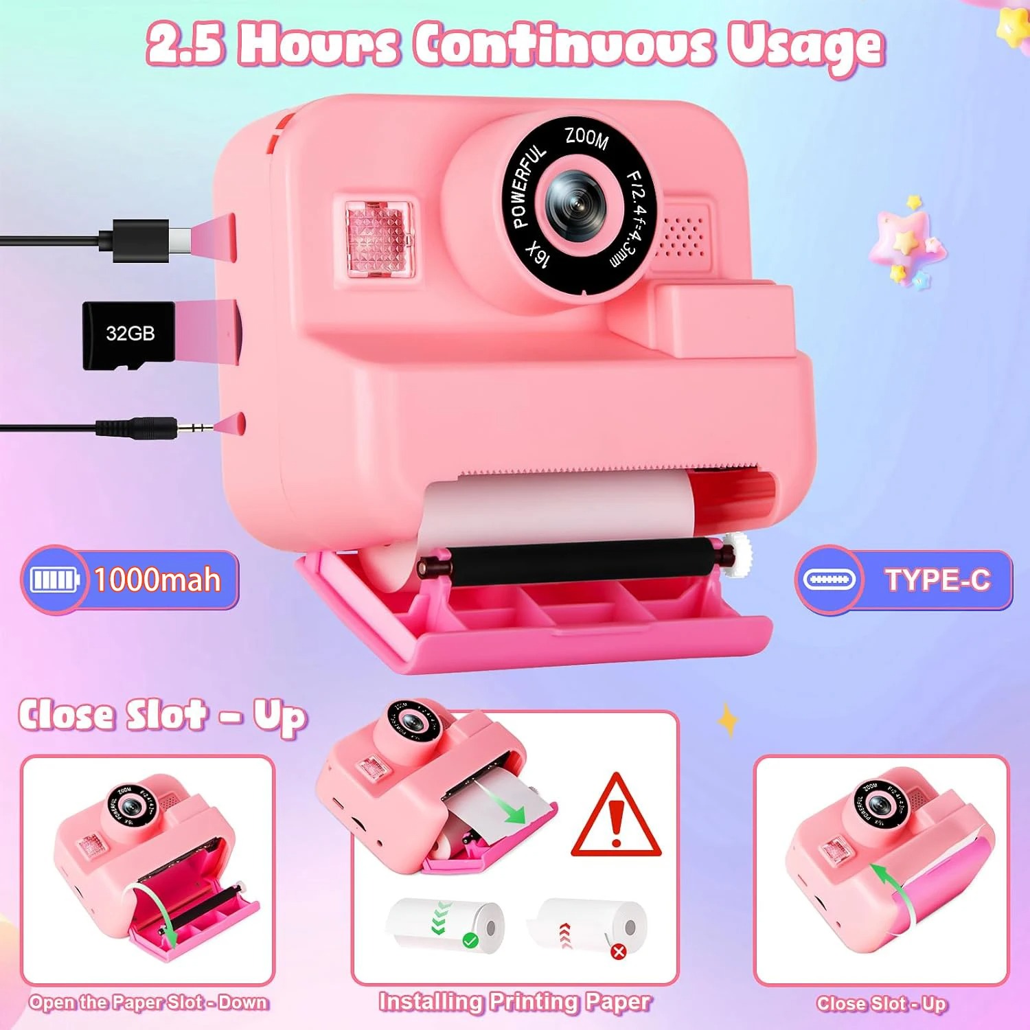 newInstant Print Camera With 3 - Japanese Kids Education recension och pris