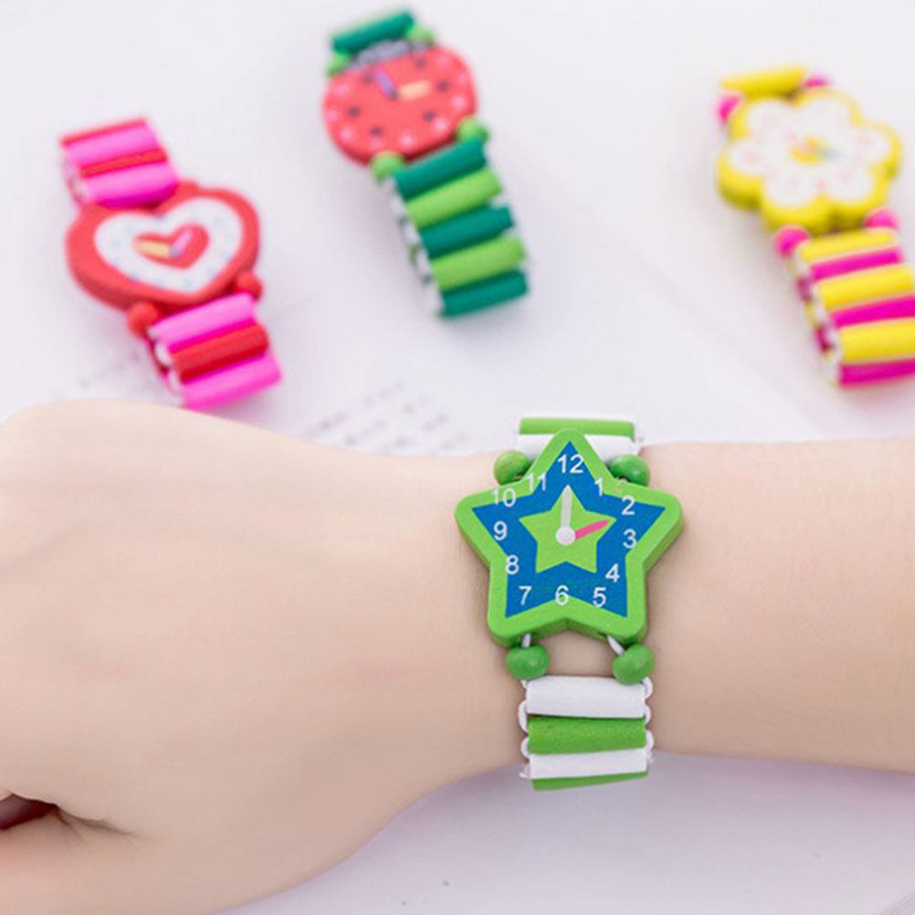 5Pcs Wooden Kids Watch Cartoon - Kids Educational Watch recension och pris